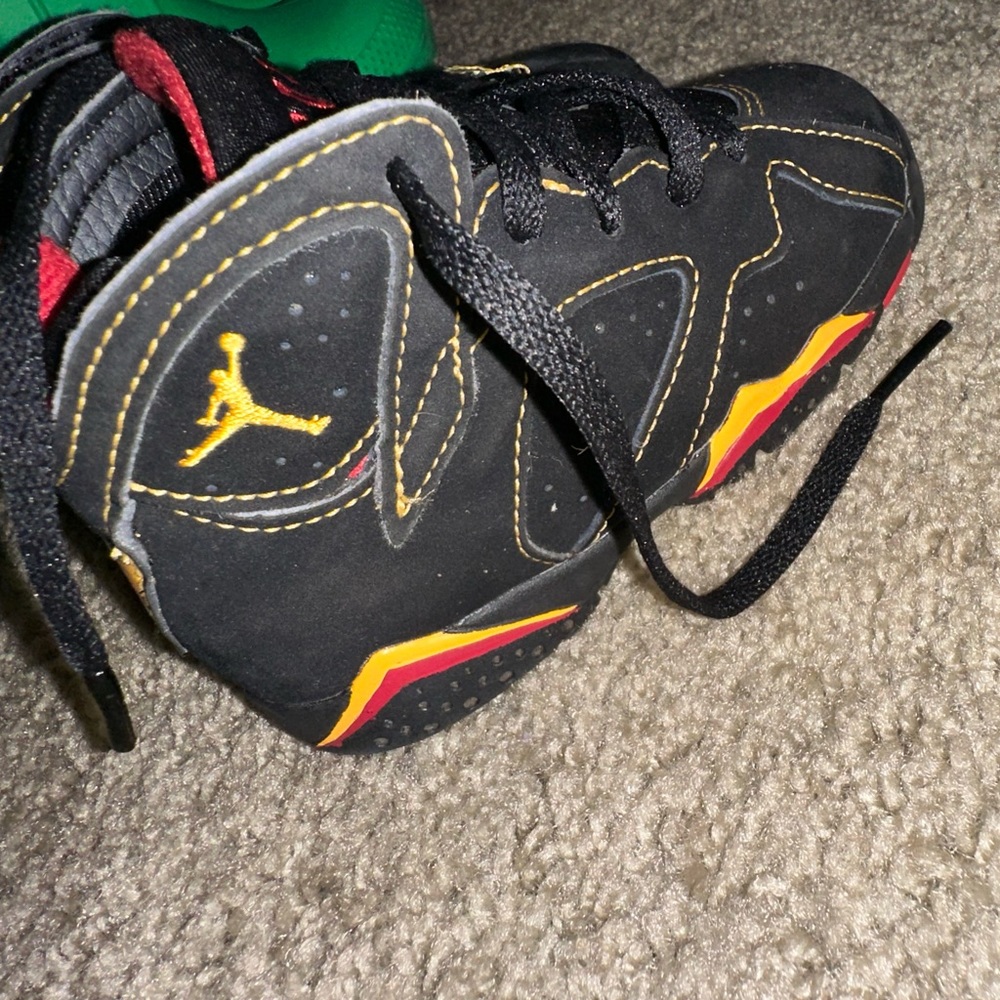 8c toddler black and yellow, red Jordan